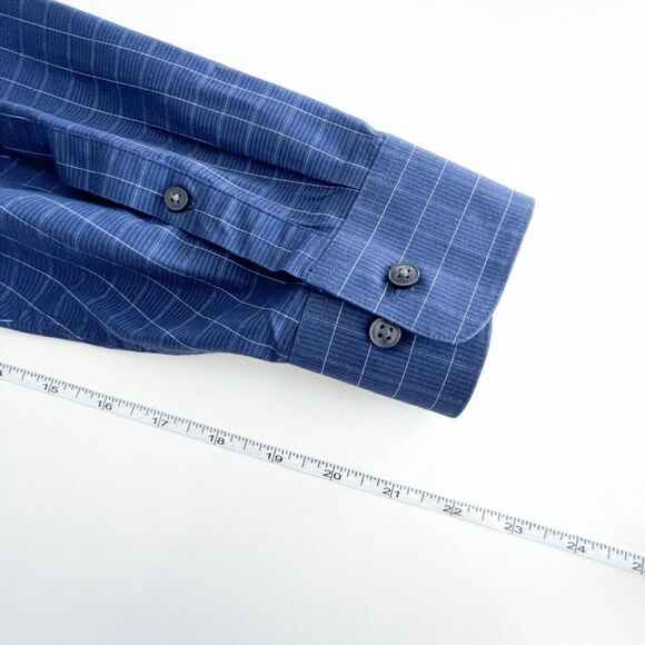 Calvin Klein Men Dress Shirt Regular Fit Shirt Button Long Sleeve Blue Size 16.5 - Picture 5 of 6